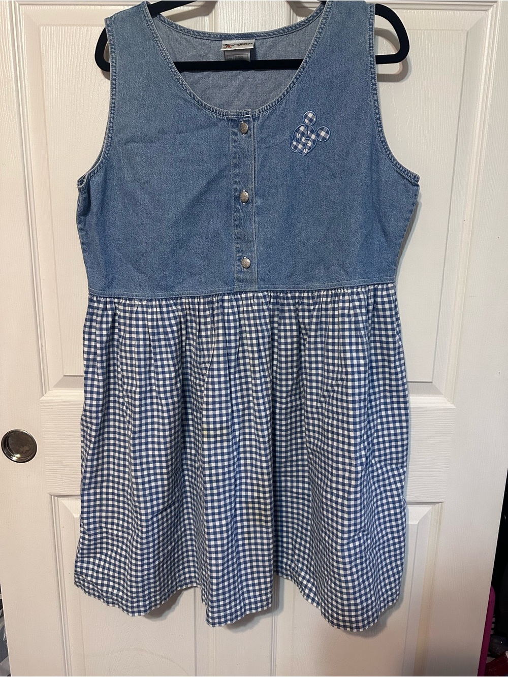 Vintage Disney Denim Bodice with Blue Gingham Skirt Dress